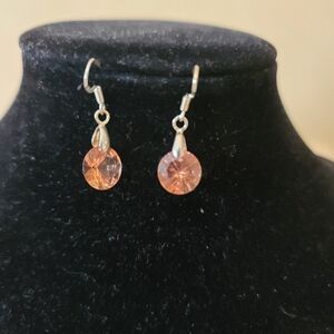 Elegant Sterling Silver and Champagne Dangle Earrings